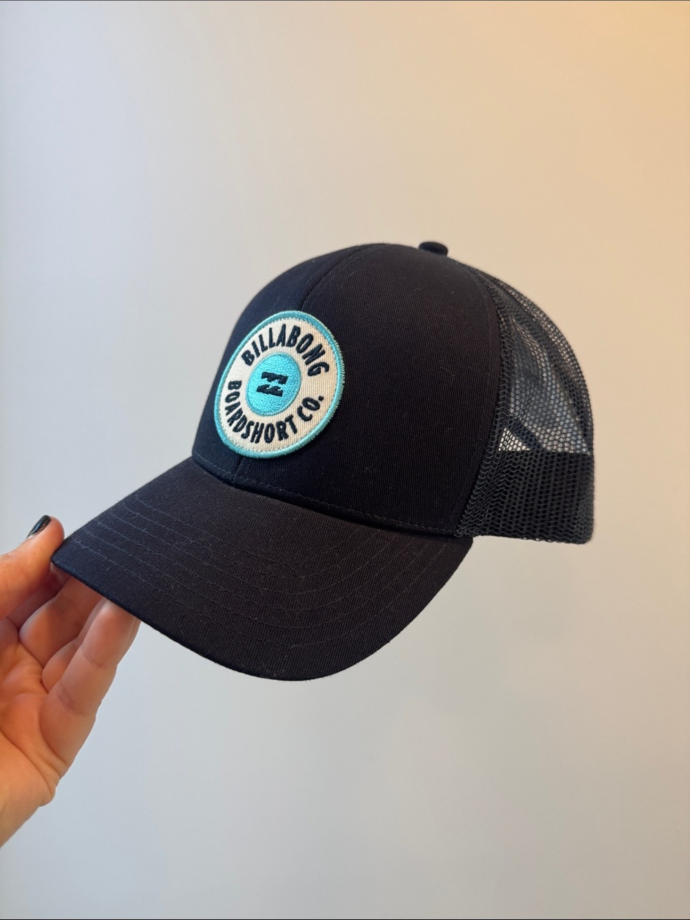 NWT Billabong Navy Trucker Hat with Teal Patch